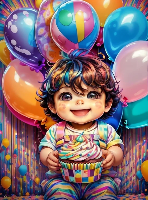 (cute with a cupcake smiling),(melhor pose),(best angle), (better expression), Eduardo Kobra acolchoamento ,multidimensional geometric wall PORTRAIT, arte, Chibi,
Yang08k, lindo, Colouring,
Primary works, qualidade superior, melhor qualidade, Arte Oficial, Beautiful and Aesthetic, pelos coloridos,
