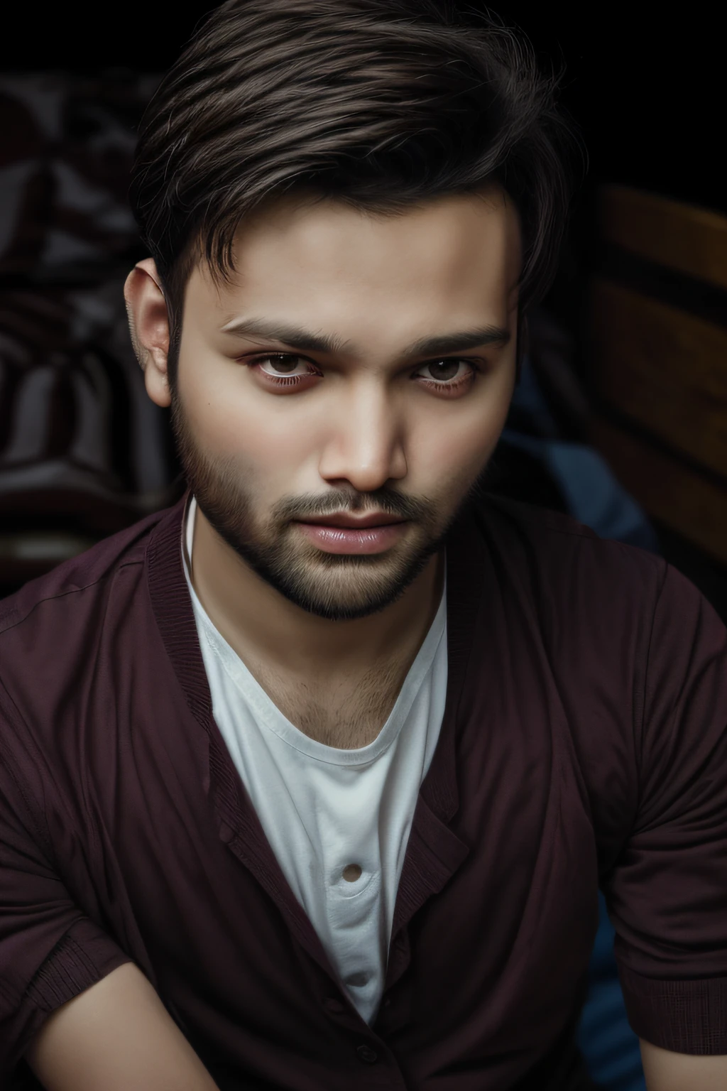 "A stunning portrait showcasing the charm and sophistication of a stylish non europian young man with a well-groomed beard, captivating black eyes, and neatly styled short brown hair. (Avoid close-up shots). Various dynamic outdoor poses.", award winning photography, film photography,movie photography,soft light ,no contrast, professional color grade,ultra realistic, photorealism,8k.