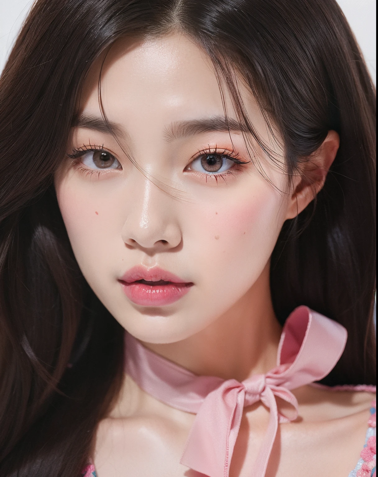 Un primer plano de una mujer con el pelo largo con un vestido rosa, maquillaje popular de Corea del Sur, maquillaje coreano popular, Blackpink Jennie, Jinyoung Shin, Wan adorable cara coreana, Jaeyeon Nam, Retrato Jisoo Blackpink, Hermosa mujer surcoreana, Joven y adorable rostro coreano, Kim Doyoung, Cara delicada y encantadora, Heonhwa Choe, Retrato de Jossi de Blackpink