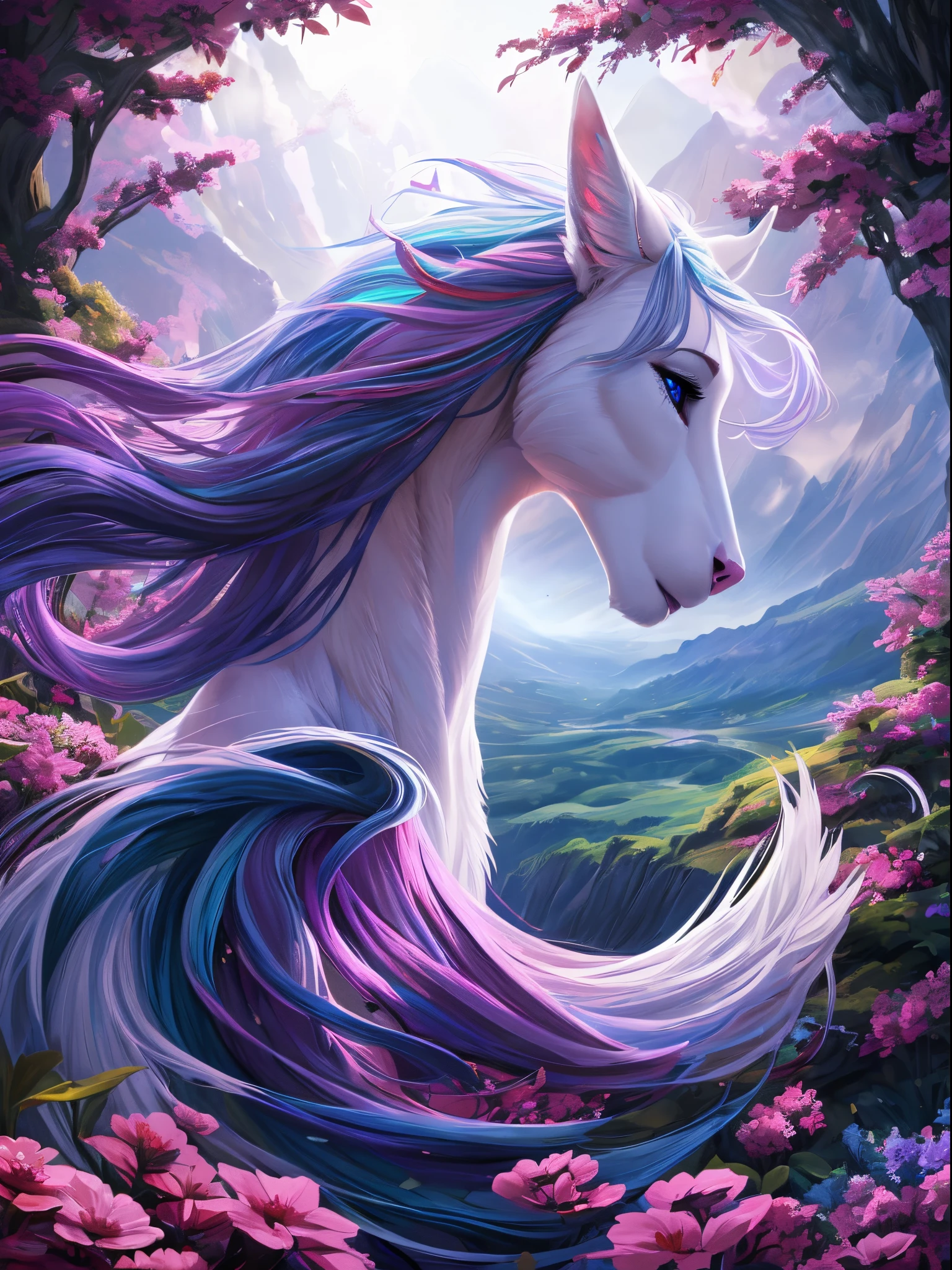 (best quality:1.2, highres, masterpiece:1.2), ultra-detailed, realistic:1.37, vibrant colors, dreamy lighting, digital art, furry, fursona female, beautiful detailed eyes, beautiful detailed lips, flowing hair, graceful pose, expressive emotions, majestic landscape, prideful atmosphere, engaging composition, captivating storytelling, enjoy!