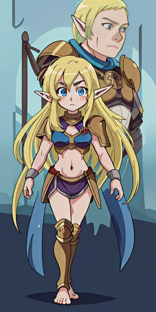 FEMALE ELF PRINCEESS, full body standind straight symmetrical, strong body, navel, SFW, BAREFOOT, 128K Ultra High Definition, 128K Ultra High Quality, 128K Ultra High Resolution, Best Definition, Best Quality, Best Resolution, Perfectly Detailed, Perfectly Designed, Extremely Detailed, Extremely Designed, Hyper Detailed, Hyper Definition, Hyper Quality, Hyper Resolution, Masterpiece, (((Anime))), Body Shot, (((Boy))), Muscular Body, (((BLONDE Mid Hair))), (((BLUE Eyes))), (((Hyper Detailed & Perfectly Designed With Ultra High Quality Bronze Warlord Armor))), (((Inside Of Medieval Royal Palace Background Scenery))),