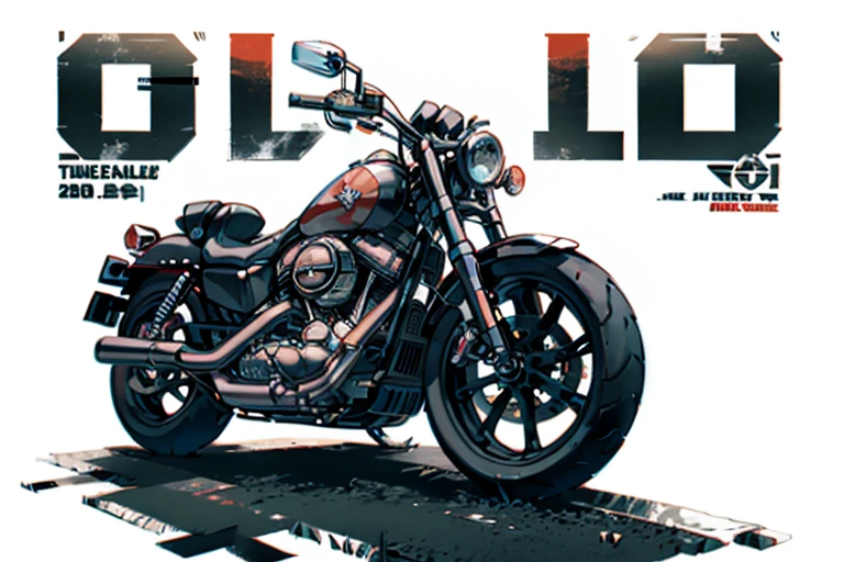 Harley Davidson logo design, (t shirt design), beefy style, design only, white background, no model