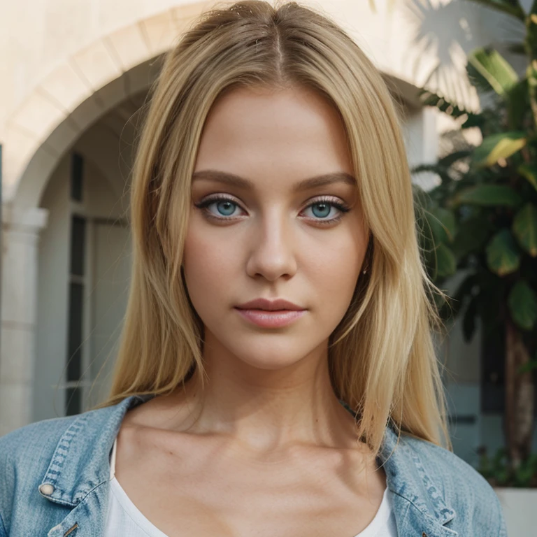 blonde, azure eyes,beautiful woman influencer face, fashion, photo, ultra real