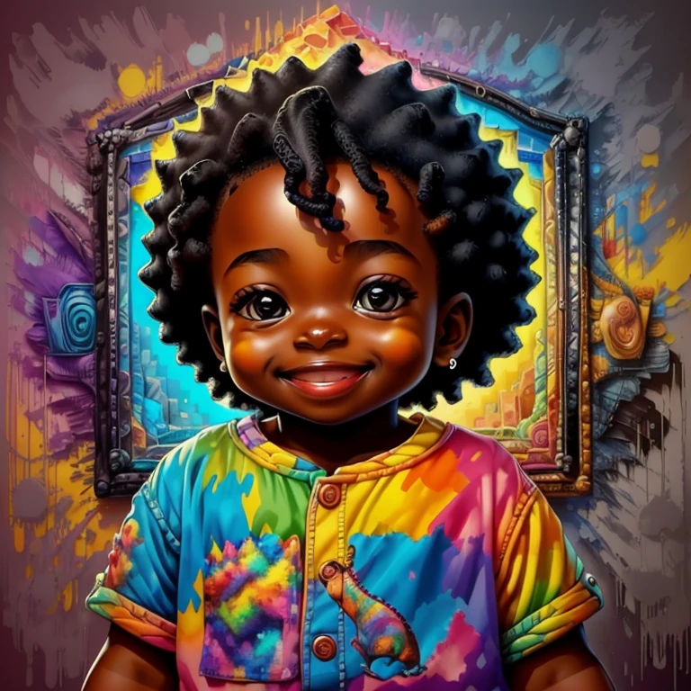 (cute black baby boy with a dinosaur smiling),(melhor pose),(best angle), (better expression), Eduardo Kobra acolchoamento ,multidimensional geometric wall PORTRAIT, arte, Chibi,
Yang08k, lindo, Colouring,
Primary works, qualidade superior, melhor qualidade, Arte Oficial, Beautiful and Aesthetic, pelos coloridos,