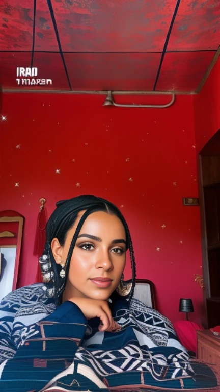there is a woman who is sitting in a room with a red wall, tiradas no final dos anos 2000, tiradas em meados dos anos 2000, em torno de 1 9 anos, tiradas nos anos 2000, taken in the early 2020s, ☁🌪🌙👩🏾, inspirado em Sophia Beale