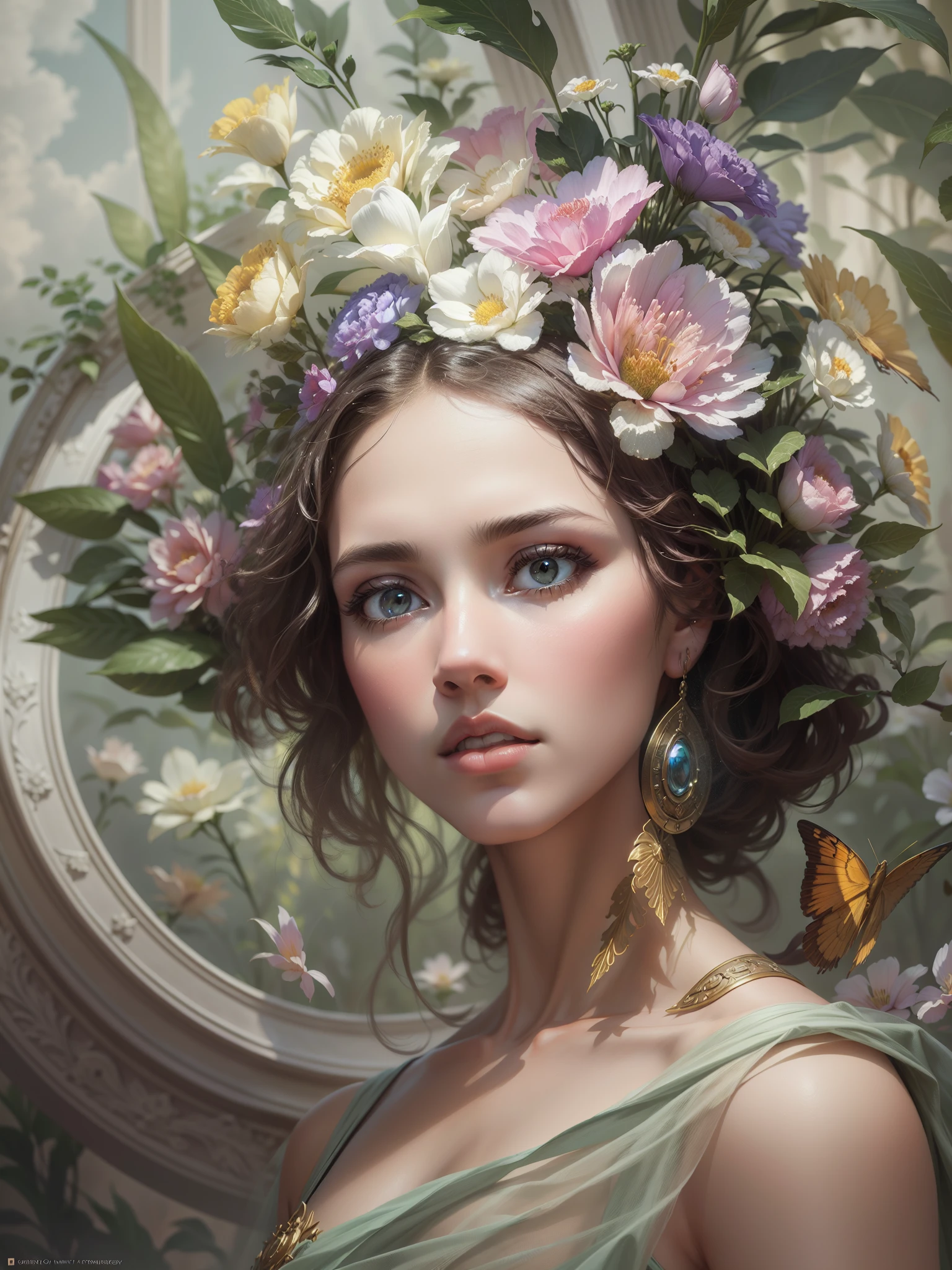 Explore the concept of 'timeless beauty' by generating an artwork that seamlessly merges classical art aesthetics with a futuristic touch