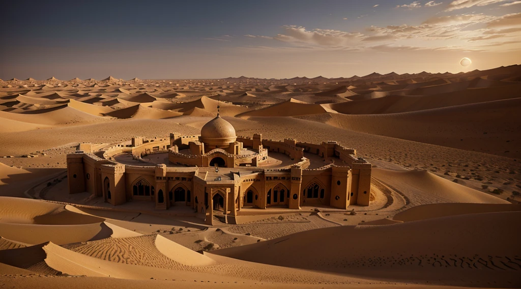 Hidden palace under desert, Sahara desert ,best quality, extremely detailed, cinematic lighting, detailed 8k, realistic, award winning, photograph