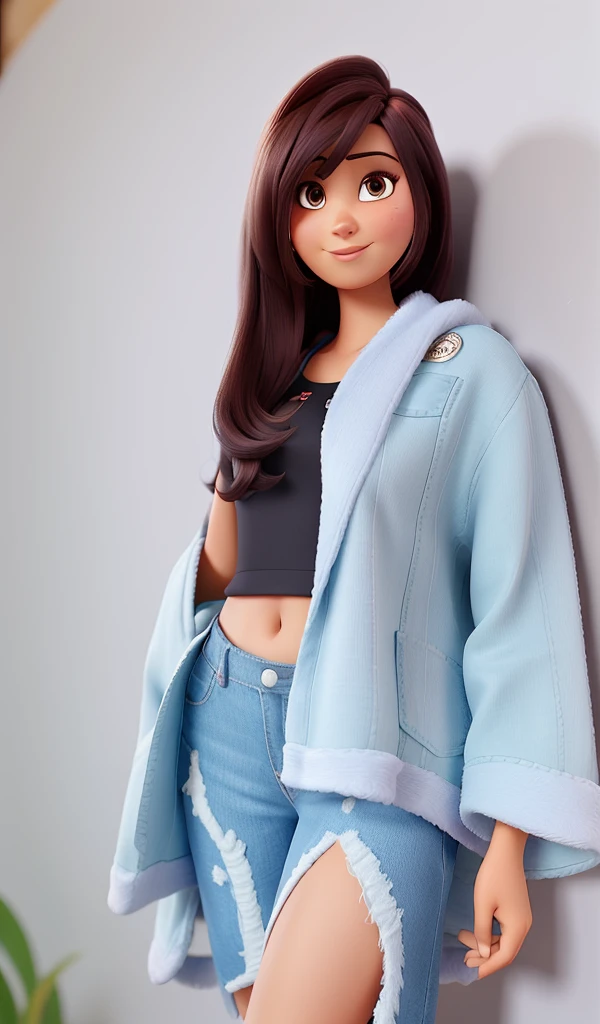 Uma mulher morena, com cabelos pretos longos, tailandesa, estilo pixar, alta qualidade, melhor qualidade