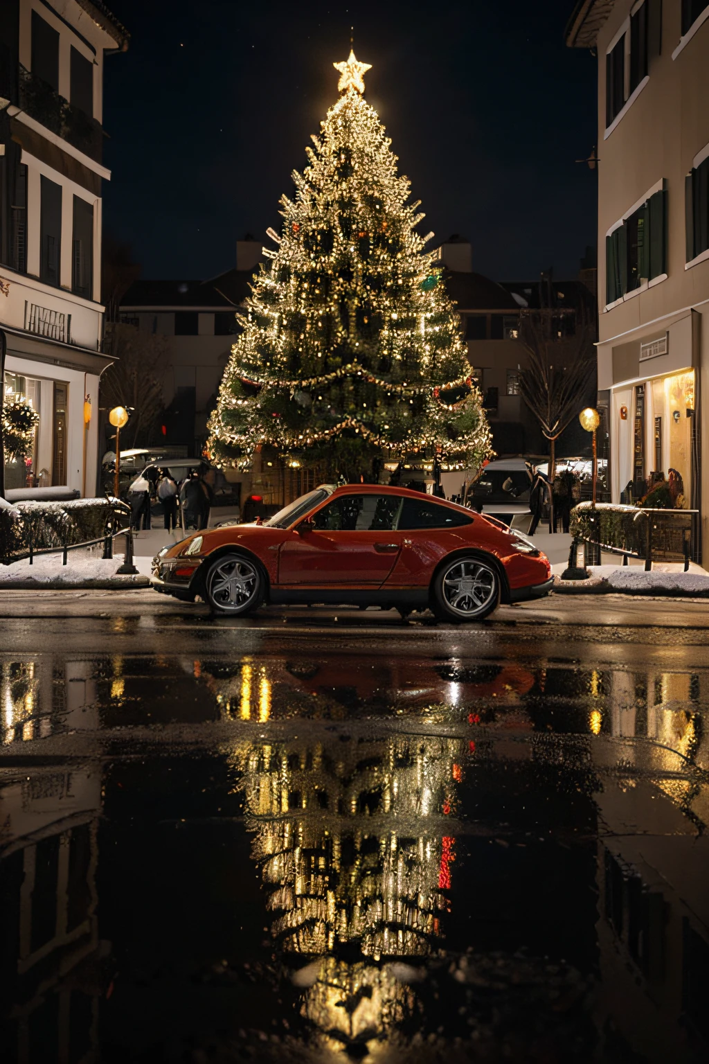 Numa vila encantada, where the snow dances softly through the streets, um Porsche amarelo se destaca como um presente especial neste Natal. Sob o brilho das luzes festivas, a carroceria reluz em tons dourados, mirroring the festive spirit that fills the air.
While snowflakes delicately adorn the vehicle, as luzes de Natal piscam ao seu redor, creating a spectacle of magical colors. The nearby Christmas tree, decorated with shiny balls and red bows, reflected in the shiny bonnet of the Porsche.
The festive atmosphere harmoniously matches the elegance of the car, creating a unique and enchanting scene. O contraste entre Porsche'Modernity and Christmas tradition create a memorable image, onde o luxo e a magia se encontram para celebrar a alegria desta temporada especial.