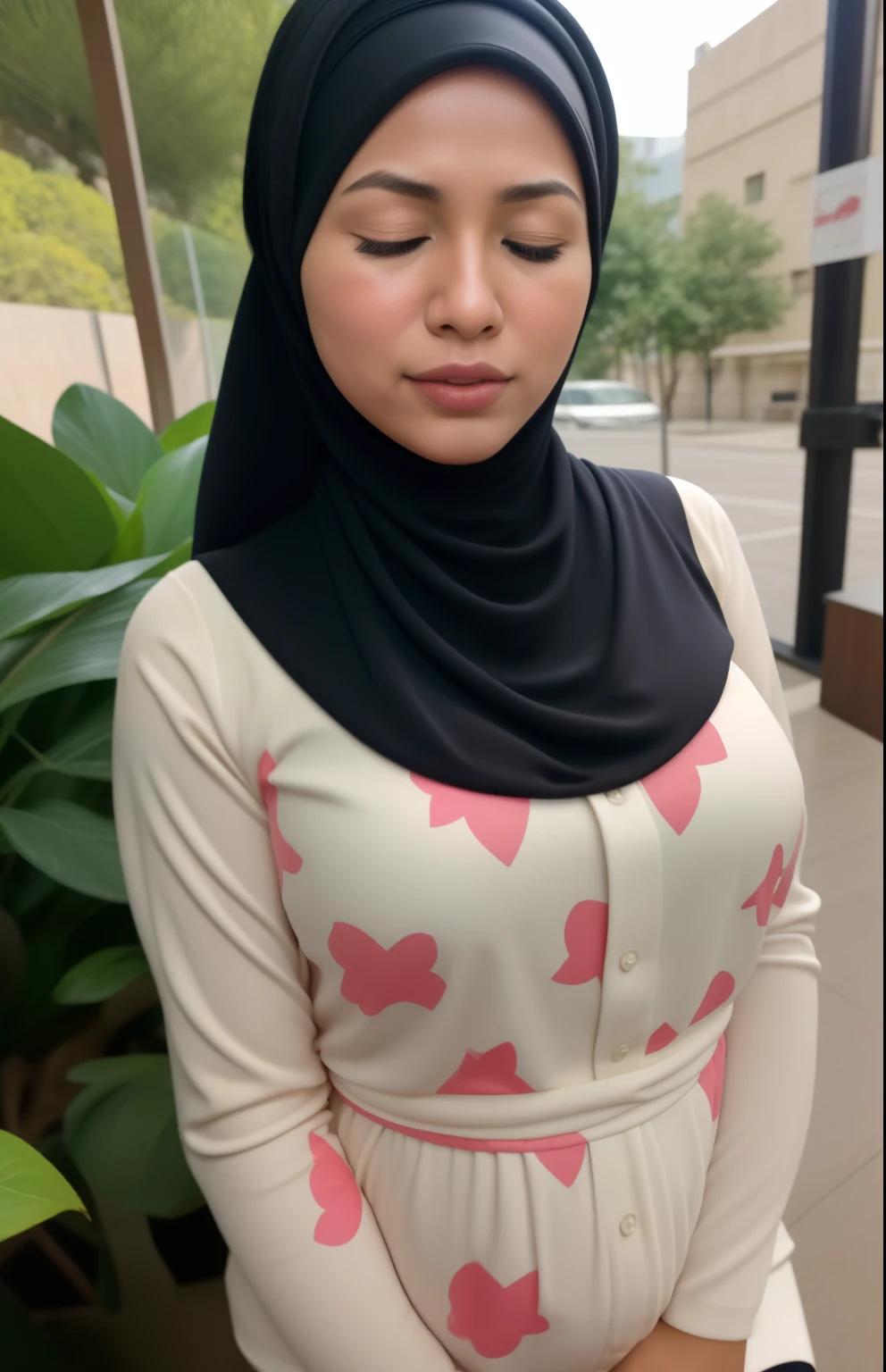 PREGNANT HIJAB MALAY GIRL,, IMF as a good Guy, TECHNOLGY, AI, futuristic, blockchain, International Monetary Fund, (MATRIX WORLD), ((look In front  at the camera CLOSED EYES and open your mouth)).
