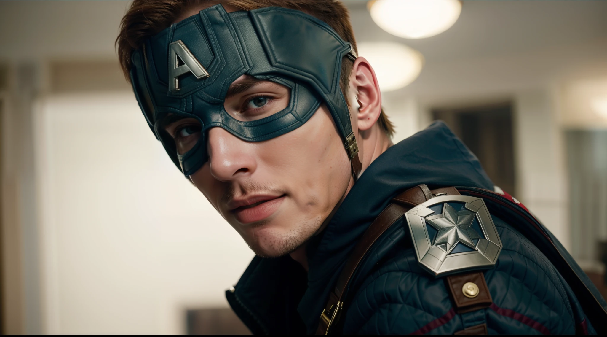 Captain America: The First Revenge, Chris Evans choca de um ovo, medium close - up ( Mcu ), Chris Evans, Captain America, Chris Evans espreita de um ovo, portrait of captain america, winter soldier mask, de vingadores: Endgame (2019), johnny depp as captain america, Filme da Marvel ainda, Ainda do filme da Marvel, de vingadores