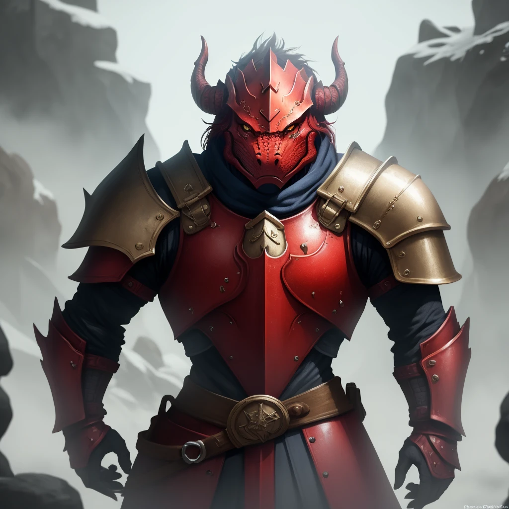 Red Dragonborn paladin