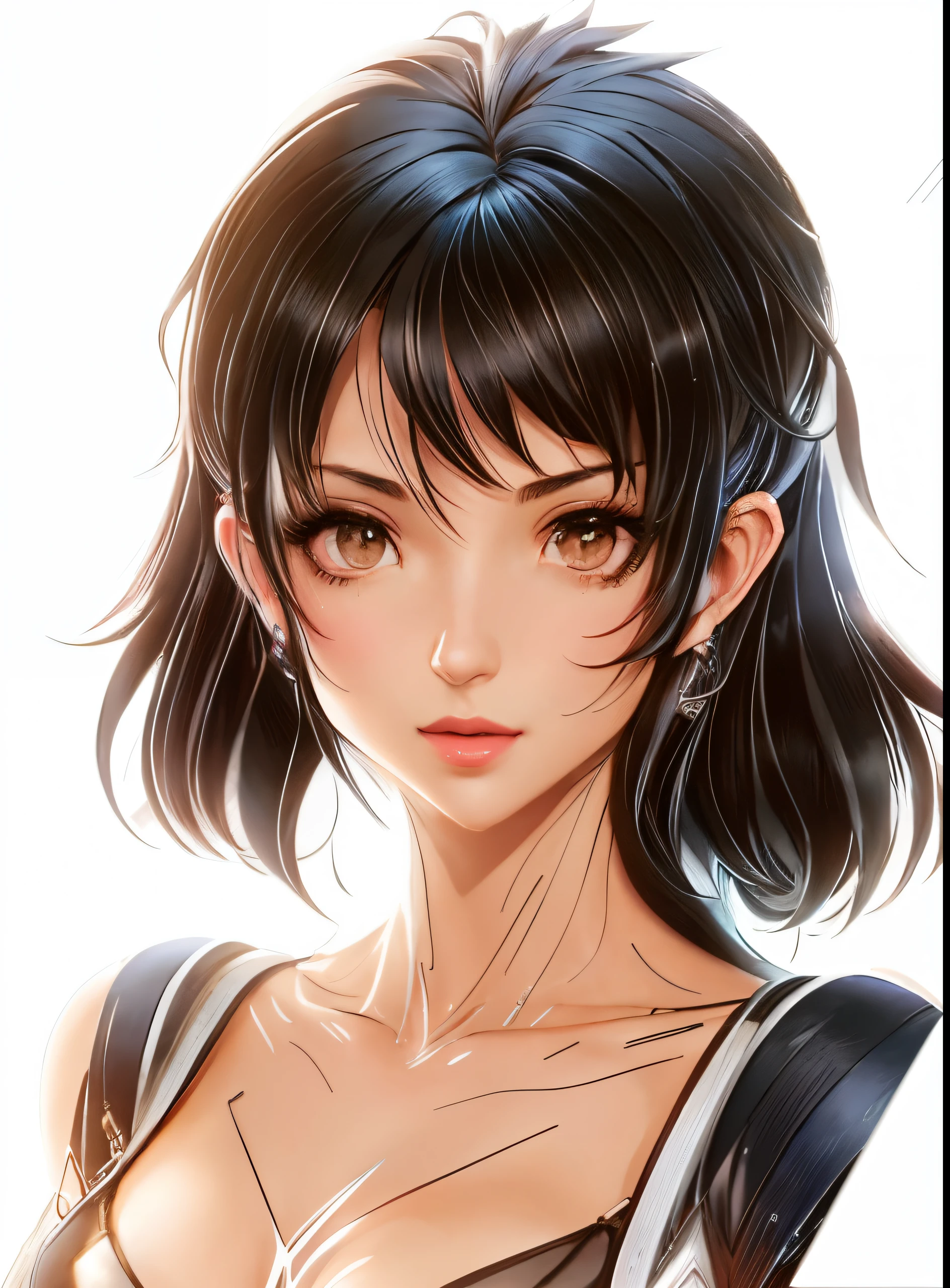 arafed image of a sexy couple posing together in a window, seductive tifa lockhart portrait, tifa, tifa lockhart, tifa lockheart, tifa lockhart portrait, glamorous tifa lockheart, portrait of tifa lockhart, tifa lockhart with Black hair, range murata and artgerm, 8k high quality detailed art