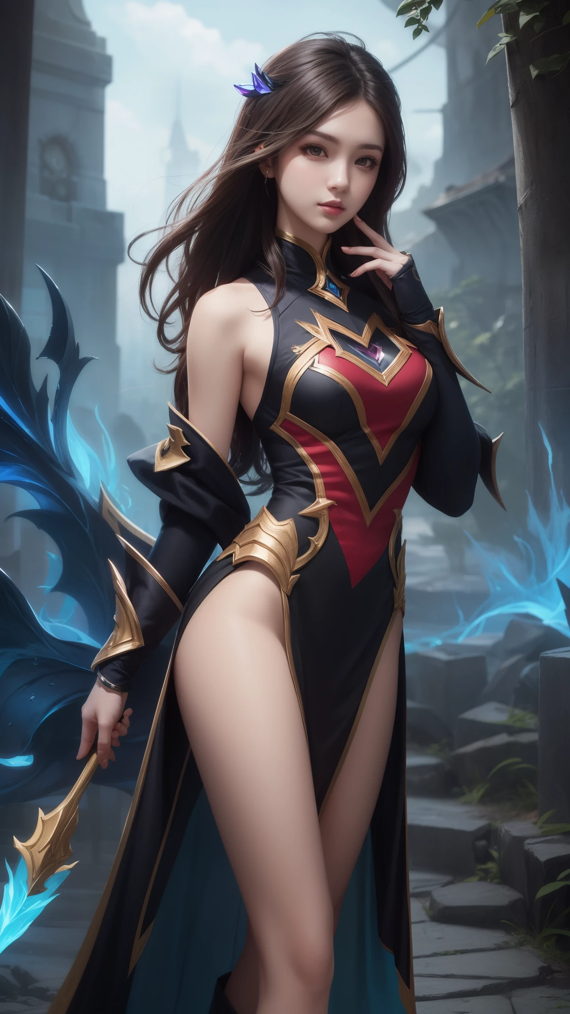 (Aesthetic, Hi-Res: 1.2), Professional photographer, Diana's character in the game League of Legends,standing,slender,sexy,look at viewer