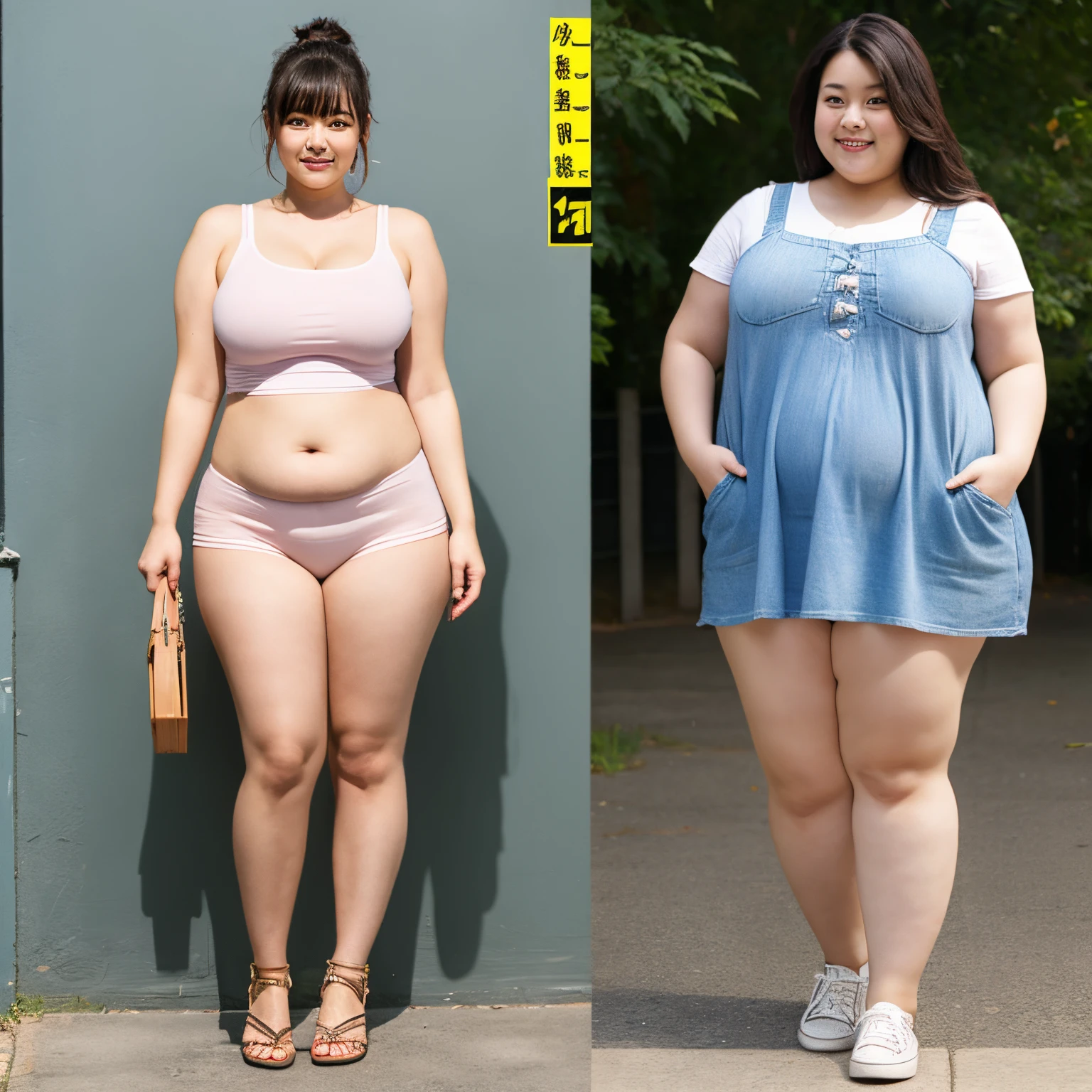 Skinny Woman、Fat Woman、Body size comparison