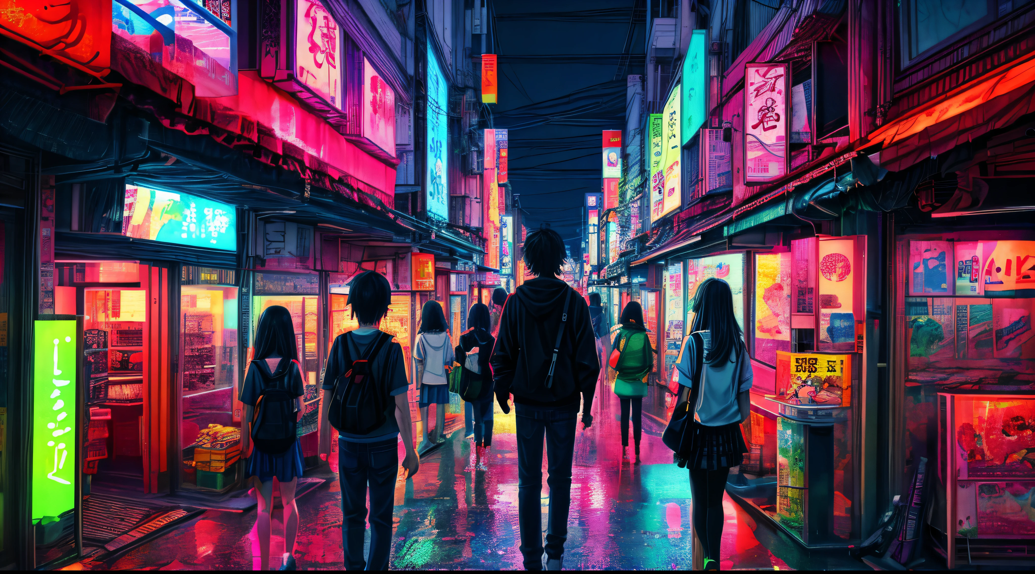 lo-fi art tokyo 4k lo-fi style night, neon light