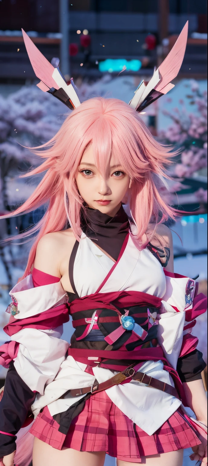 anime girl with pink hair and pink ears holding a sword, haruno sakura, ayaka genshin impact, katana zero video game character, ayaka game genshin impact, ryuko matoi, sakura haruno in slug sage mode, badass anime 8 k, hajime yatate, portrait of a female anime hero, sakura haruno