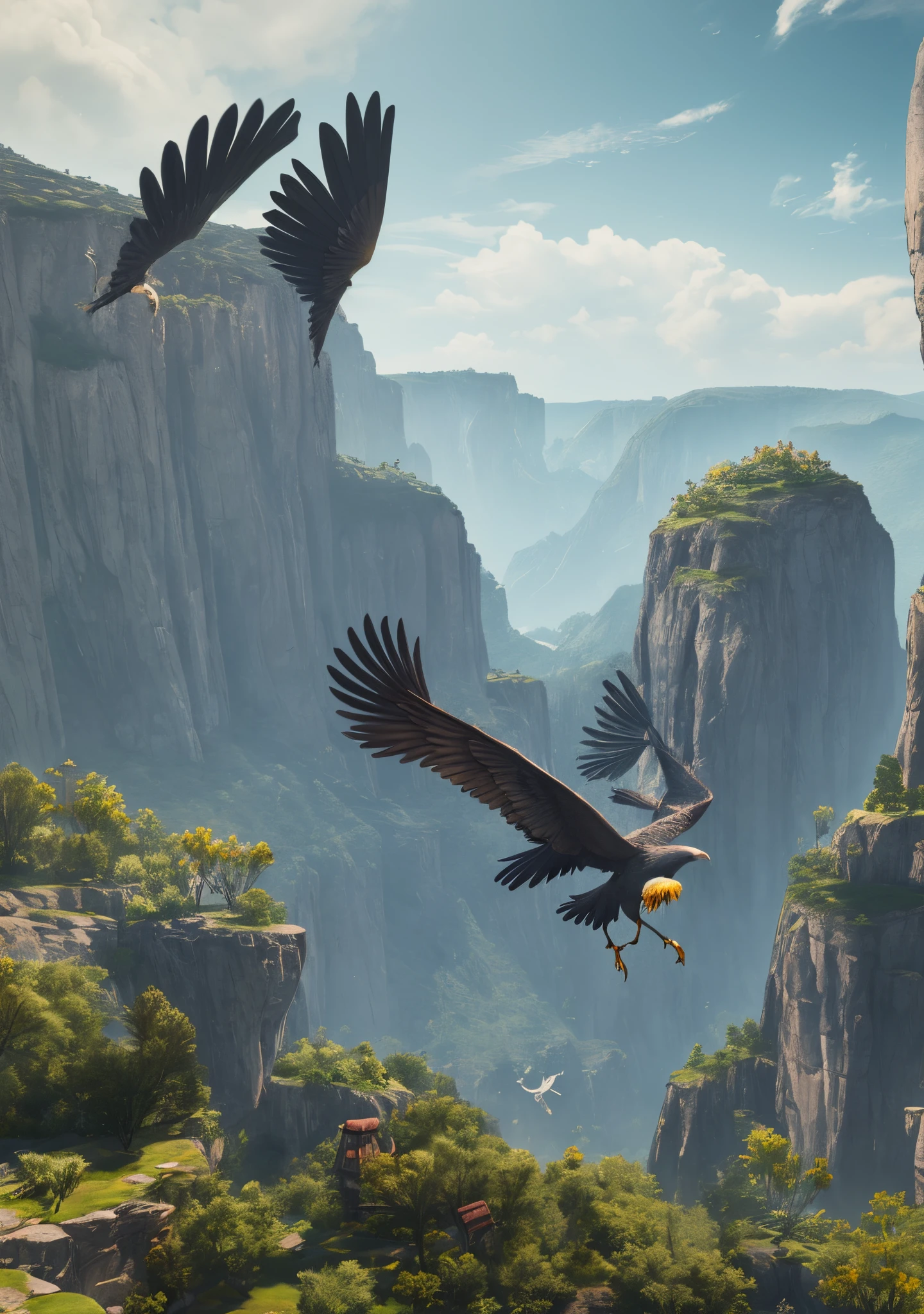 a unreal engine harpy landing, shot on 300mm lens + maximalist --auto --s2