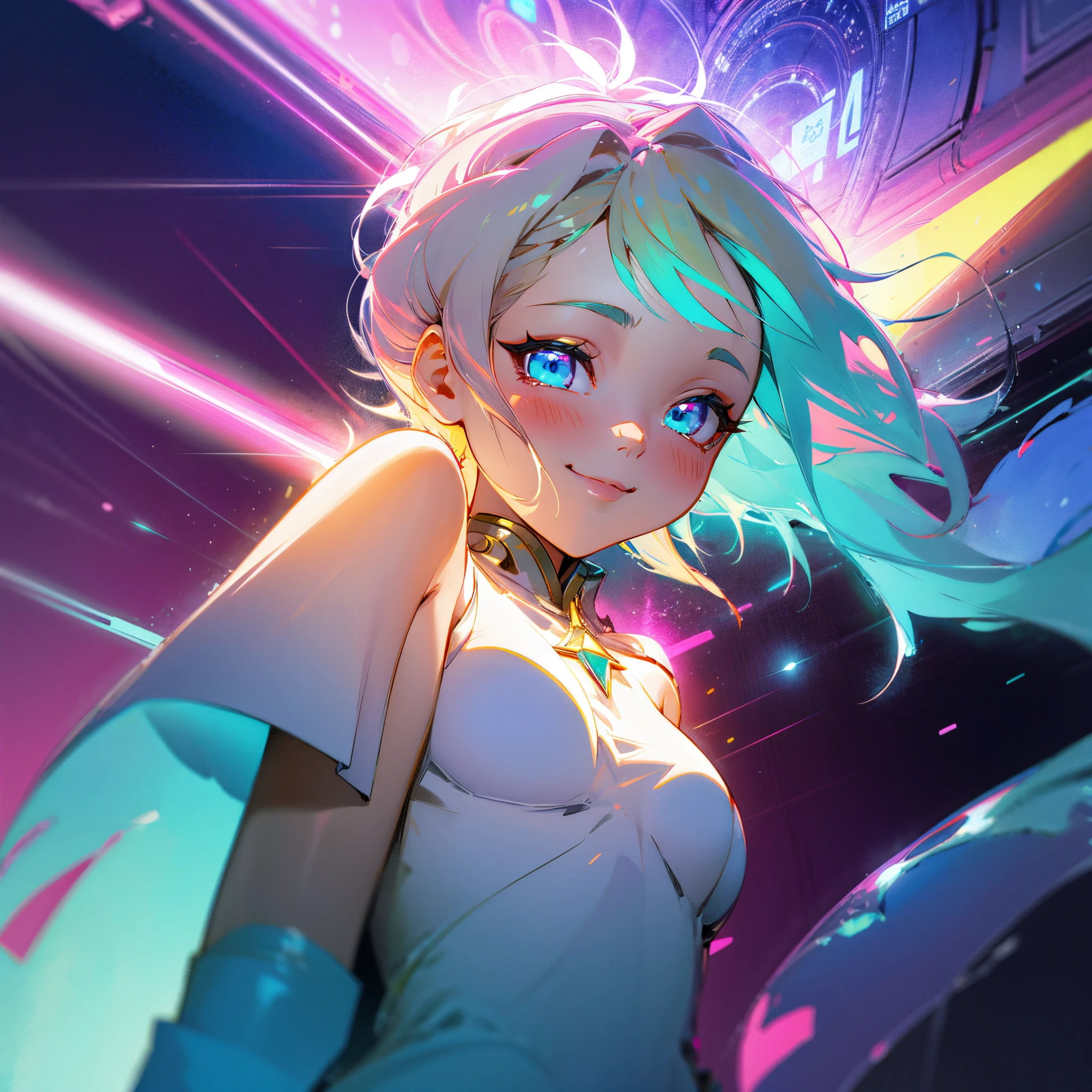 fantasy city background, magic city, neon lights