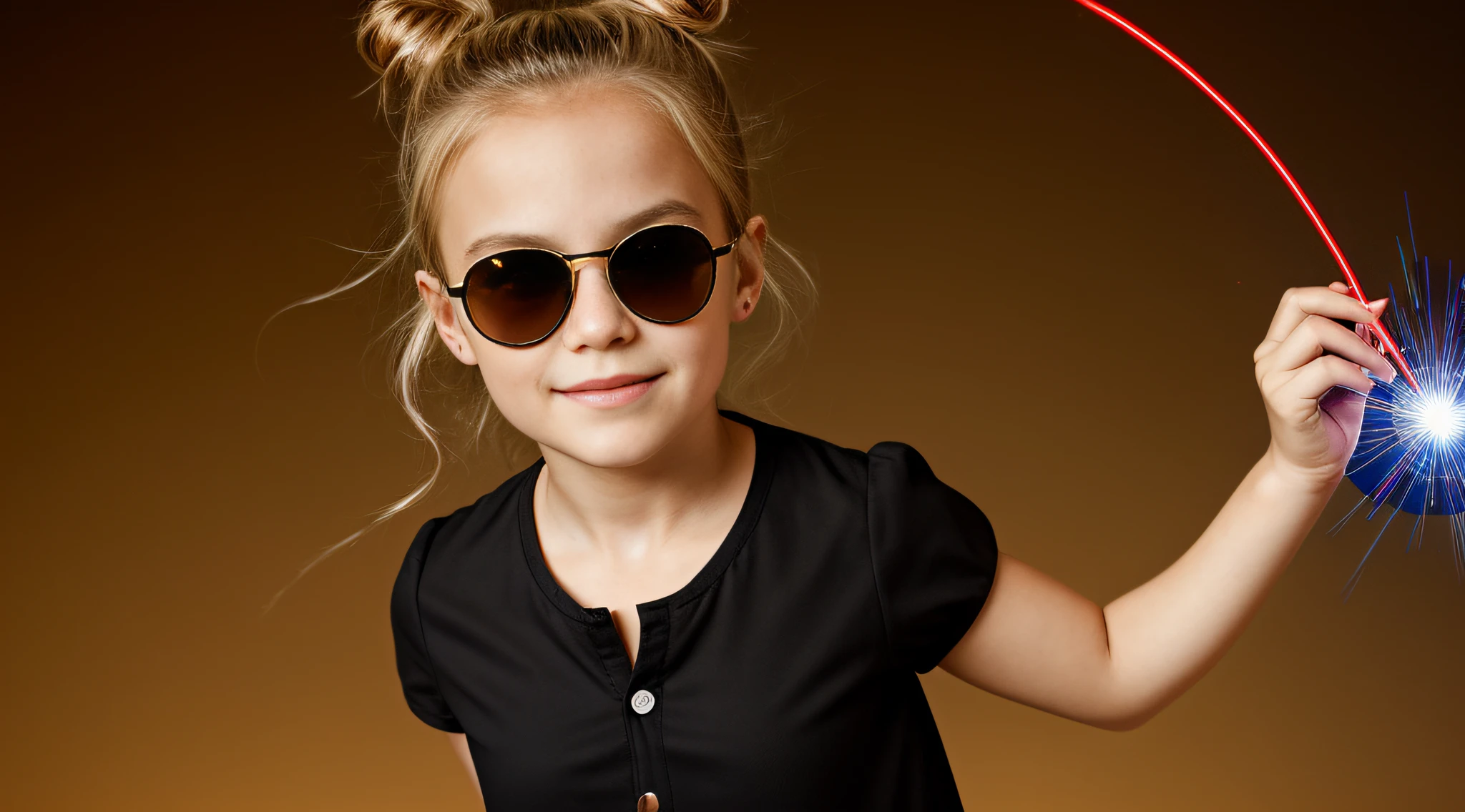 There is a young BLONDE KIDS GIRL wearing a green outfit and sunglasses, Tons de verde, background black, roupas verdes, verde neon, neon verde, vestindo roupas verdes, lime green, with sunglasses, neon vibes, Nice Poarch, green neon details, Estilo neon, with sunglasses GREEN, lindo modelo jovem, jovem e bonita KIDS
