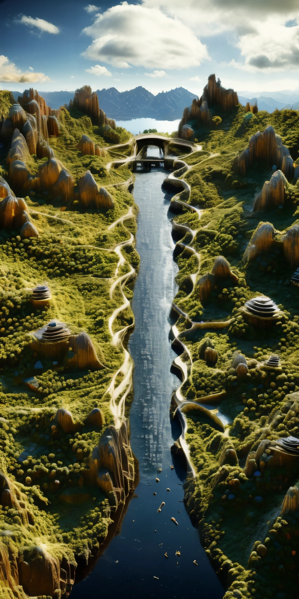Crystal spires and togas, dancing with the birds, singing beside the streams, beach