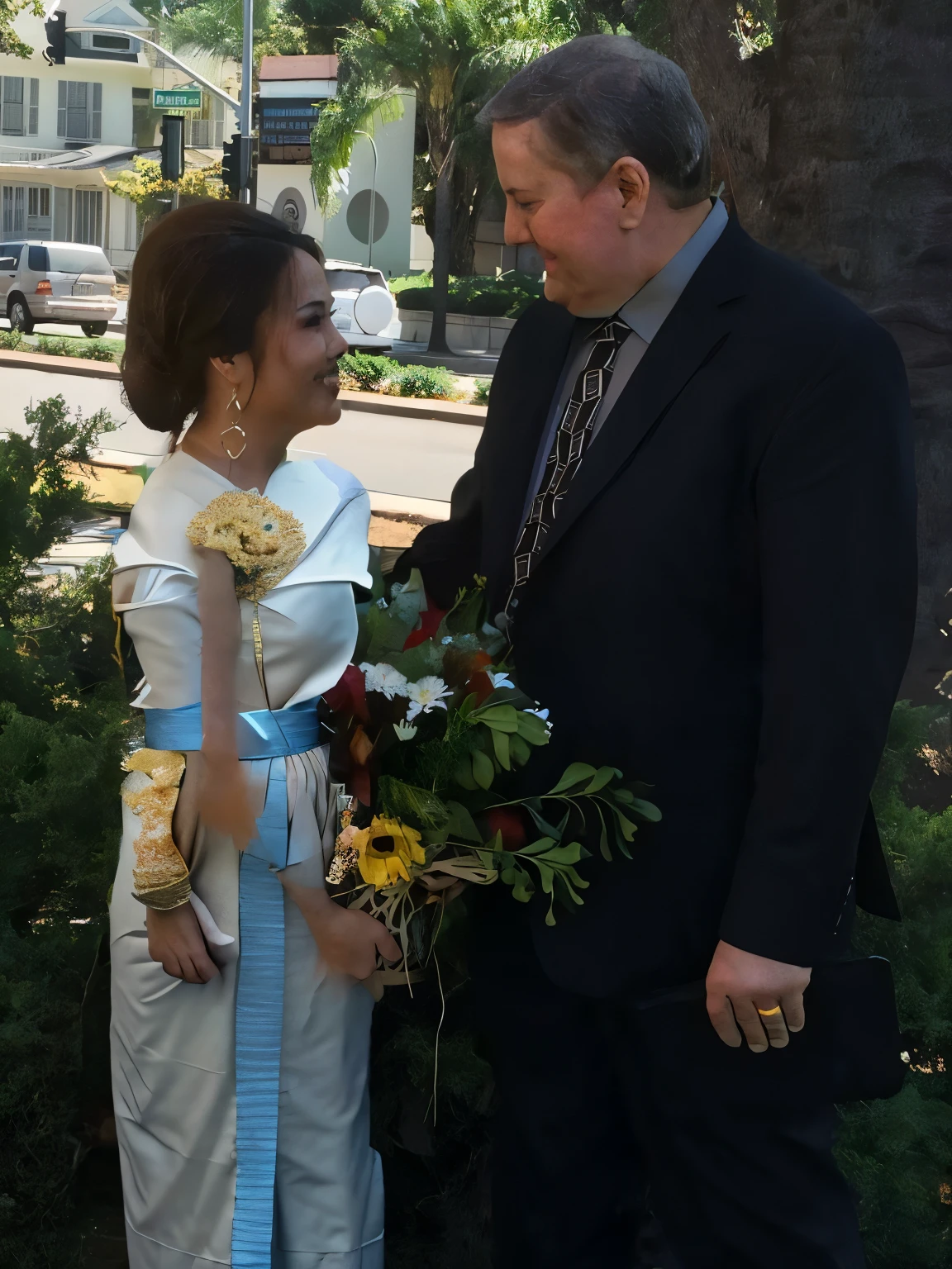 white shirt and blue dress, Thai tradition dress