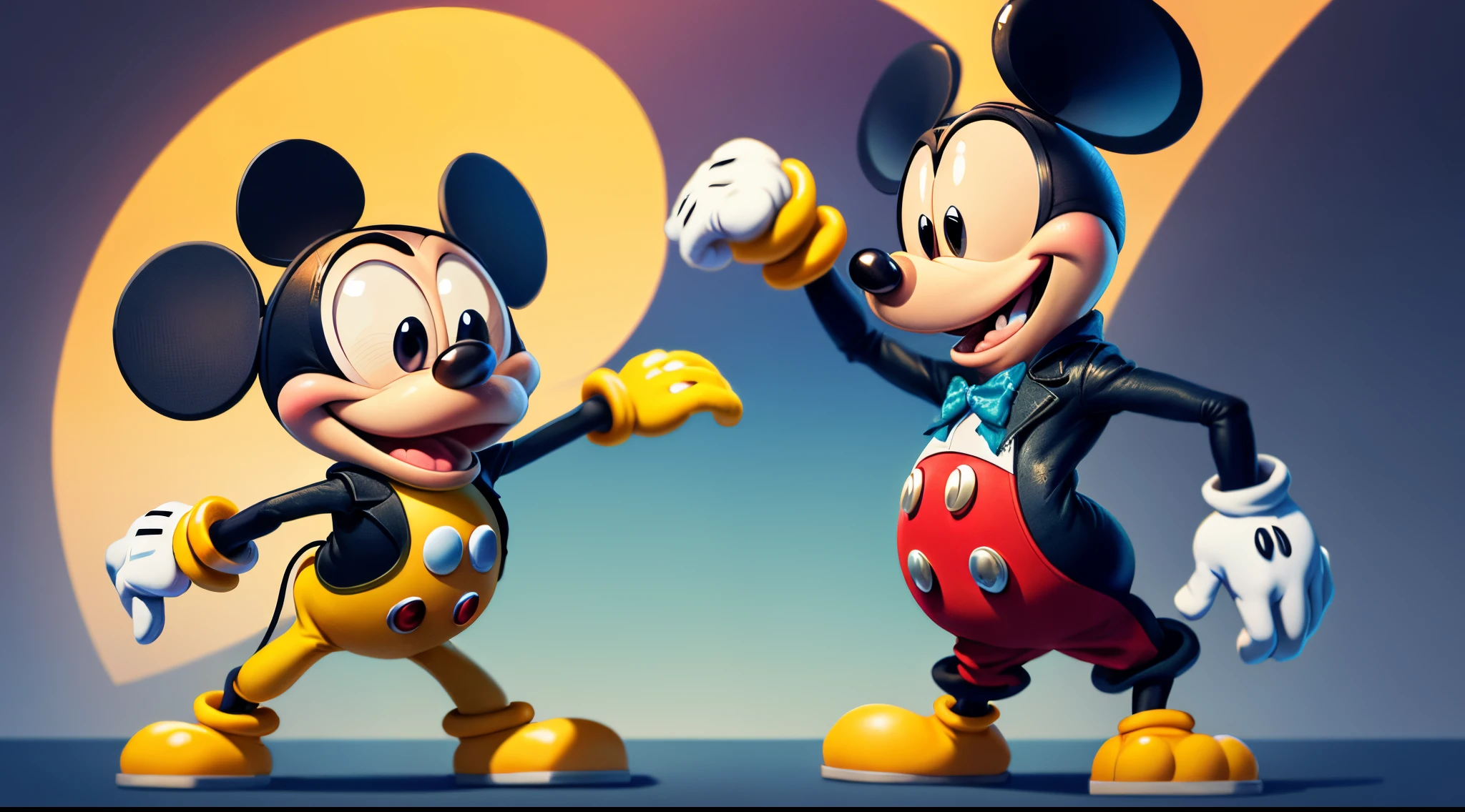 Mike wazowski fighting Mickey Mouse