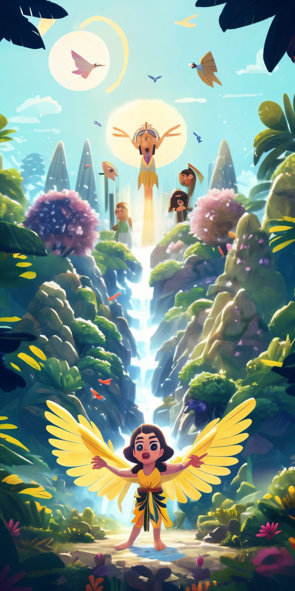 Crystal spires and togas, dancing with the birds, singing beside the streams, beach