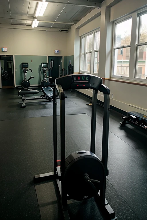 gym with no people, treadminlls