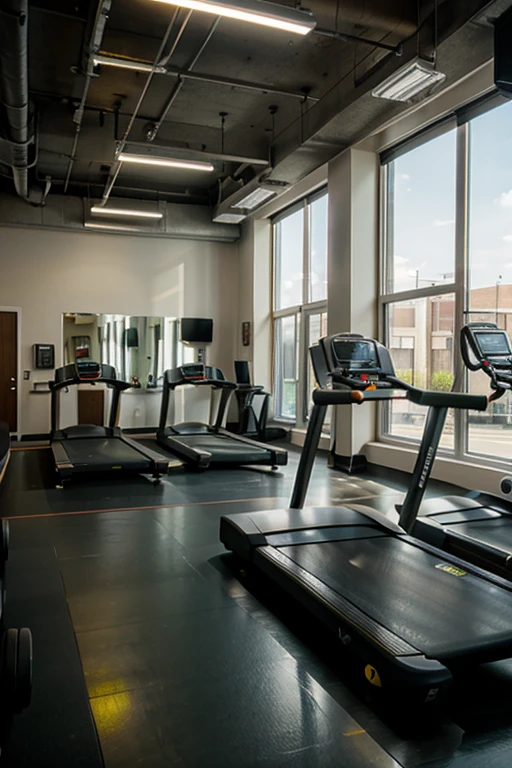 gym with no people, treadmills