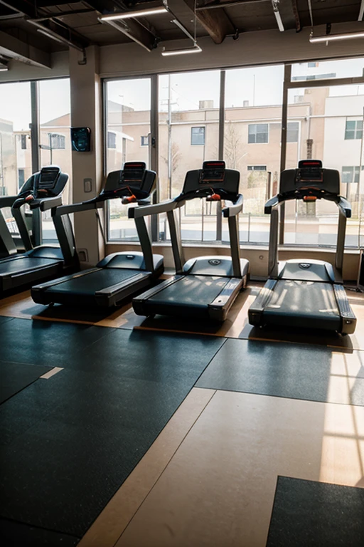 gym with no people, treadmills