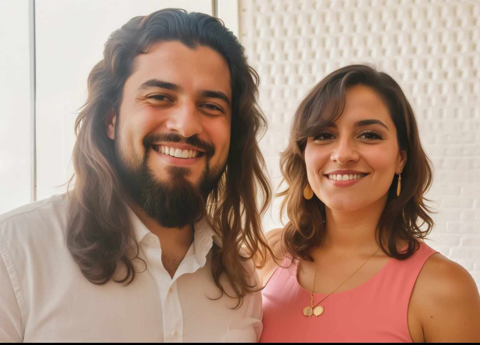 There is a man with a big beard and a woman posing for a photo together, david rios ferreira, Directed by: Márta Lacza, imagem de perfil, andrea rocha, Directed by: Nandor Soldier, foto do perfil, both smiling for the camera, circunstanciado!, Postagem no Reddit, inspired by Márta Lacza, Malika Favre, foto de perfil, by Amelia Peláez