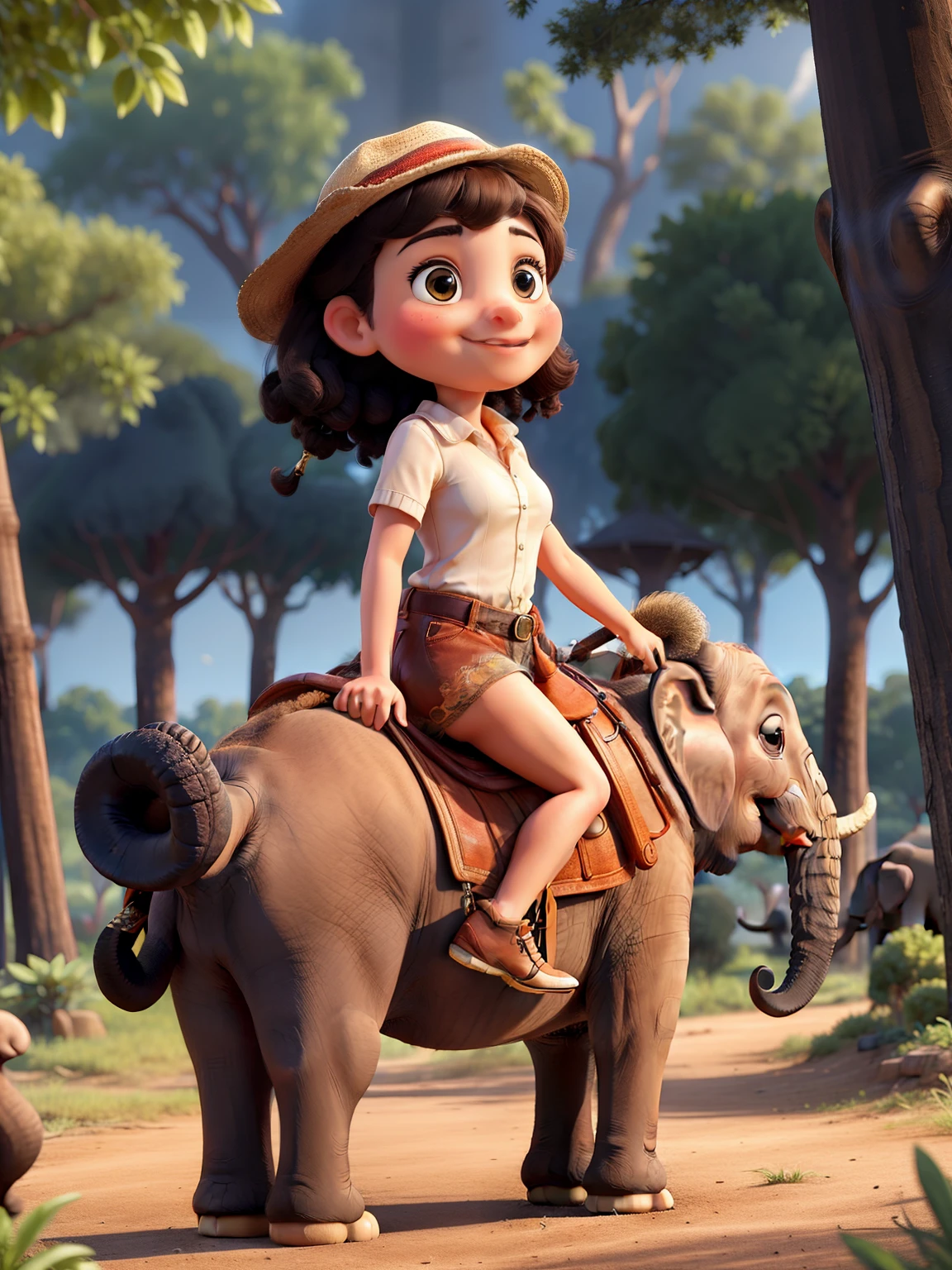 A beautiful girl riding with an elephant