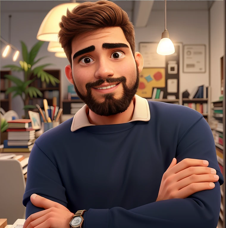 Um jovem de 23 anos com barba parado na frente, illuminated by the light of a lamp, contra o pano de fundo de uma biblioteca, printed on the front of the Casa do Artesão shirt.