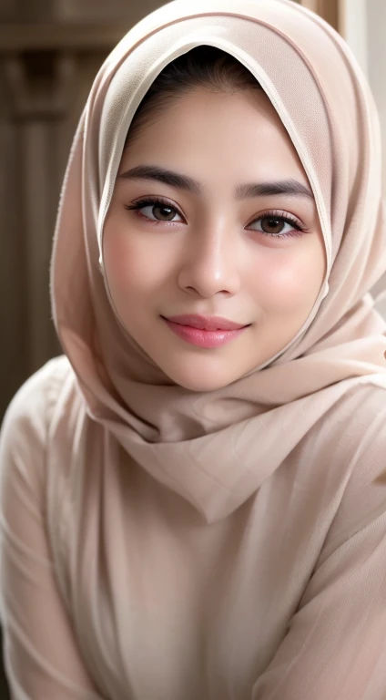 dressed modestly, (photo realistic:1.4), (hyper realistic:1.4), (realistic:1.3), (smoother lighting:1.05), (increase cinematic lighting quality:0.9), 32K, 1 muslim girl, 20yo muslim girl wearing hijab, dark brown skin, light green eyes, realistic lighting, backlighting, light on face, ray trace, (brightening light:1.2), (Increase quality:1.4), (best quality real texture skin:1.4), finely detailed eyes, finely detailed face, finely quality eyes, (joy, blush), (tired and sleepy and satisfied), face closeup, t-shirts, (Increase body line mood:1.1), (Increase skin texture beauty:1.1)