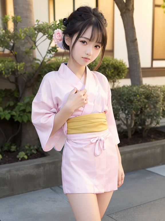 (​masterpiece:2.0), (top-quality:2.0), (Naked:1.5), (Super mini skirt ultra-small pink yukata:1.5), (Ultra-thin fabric:1.5), (sexypose:1.5), (blushed face:1.3), (barechested:1.3), (Spilling:1.4), (Realistic:1.5), 1 little girl, Precise hands, Embarrassed look, lightsmile, a very pretty girl, Baby face, Clear eyes, Shining eyes, tiny chest, I can see the cleavage, thigh visible, The crotch is visible, No pubic hair, Beautiful skins, ultra-definition, Top resolution, Japan High School Student, Brown hair, At the Night Festival