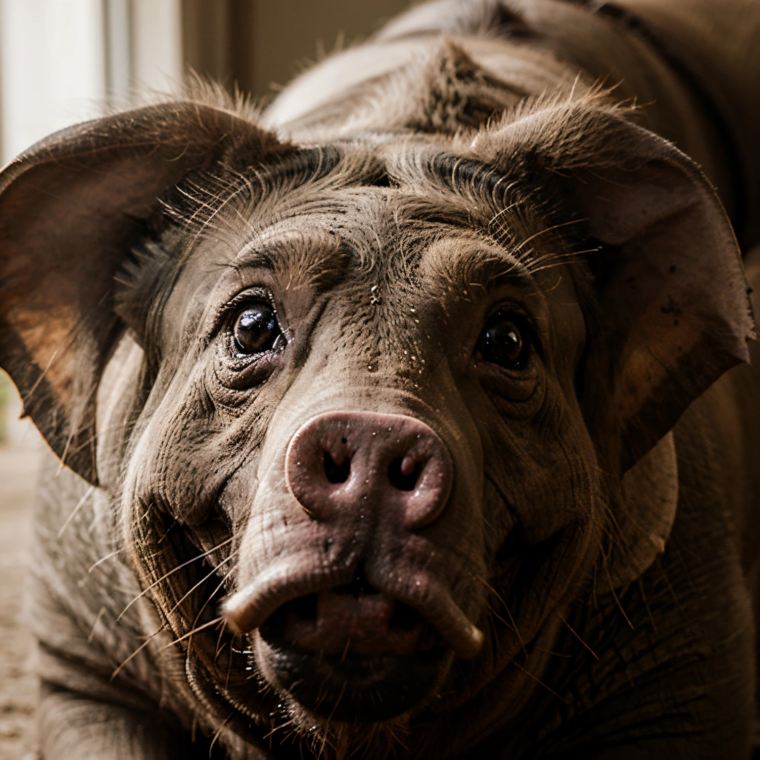 A Pigs face on an elephants body