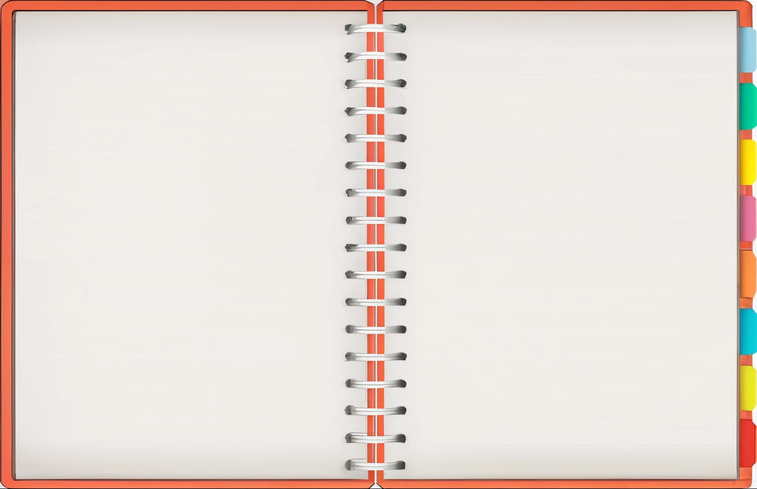 an open notebook with a blank page and colorful papers, fondo en blanco, Papel en blanco, fondo plano, papel rayado, cuaderno, El fondo es blanco y en blanco, mitad de la pagina, empty background, espacio en blanco, Un libro abierto, open book page, Fondo en blanco de vista completa, Esquema en un cuaderno, Gran libro abierto, Captura de pantalla amplia, widescreen, Espacio en blanco en el medio