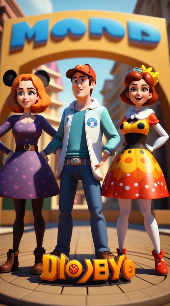poster estilo Disney Pixar com personagens 3d