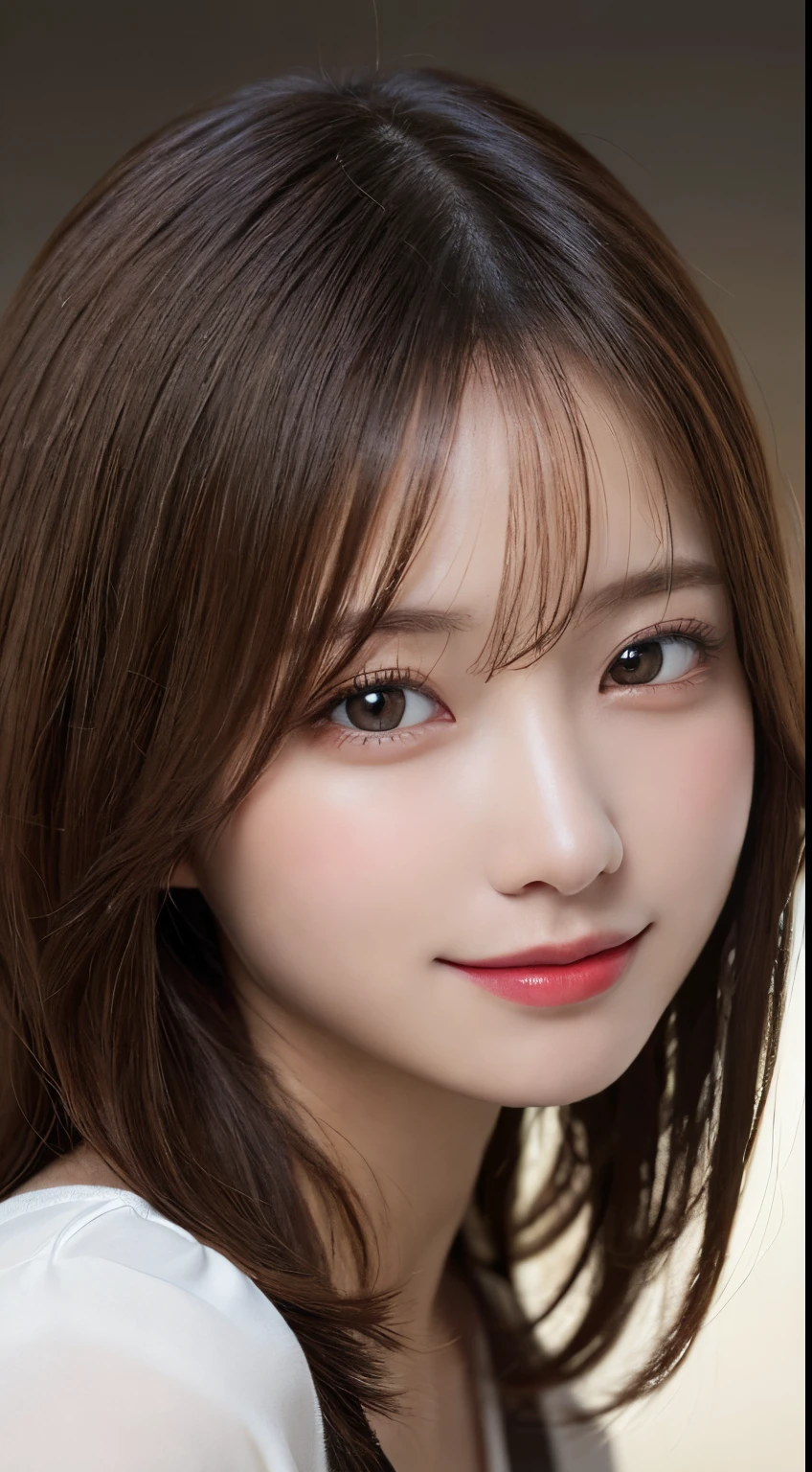 masutepiece, Best Quality, Illustration, Ultra-detailed, finely detail, hight resolution, 8K Wallpaper, Perfect dynamic composition, Beautiful detailed eyes, doress,Medium Hair, Big are visible, Natural Color Lip, Random and sexy poses,Smile,20 years girl