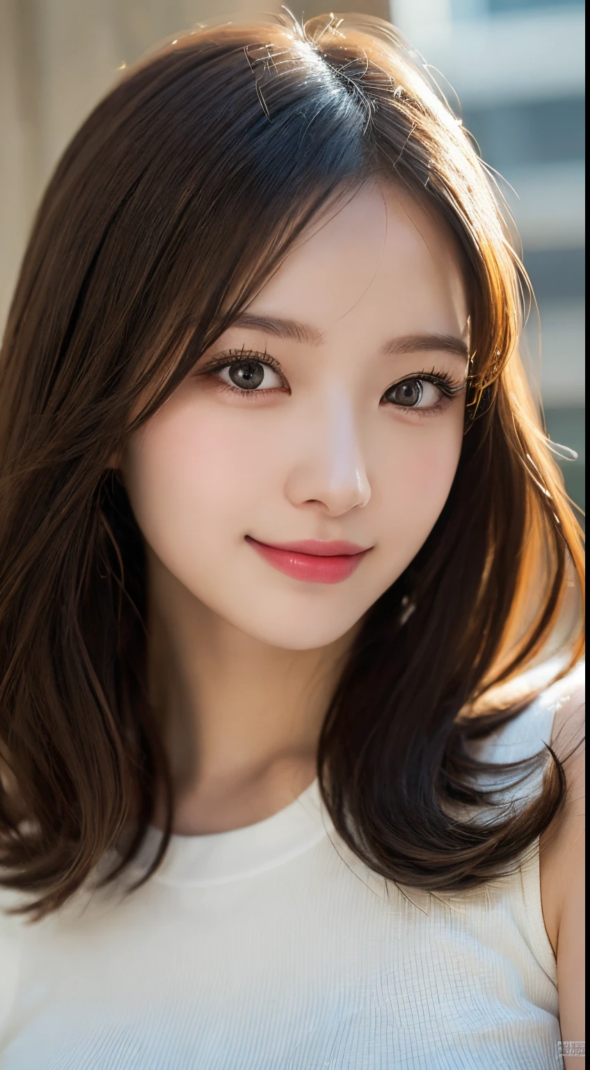 masutepiece, Best Quality, Illustration, Ultra-detailed, finely detail, hight resolution, 8K Wallpaper, Perfect dynamic composition, Beautiful detailed eyes, doress,Medium Hair, Big are visible, Natural Color Lip, Random and sexy poses,Smile,20 years girl