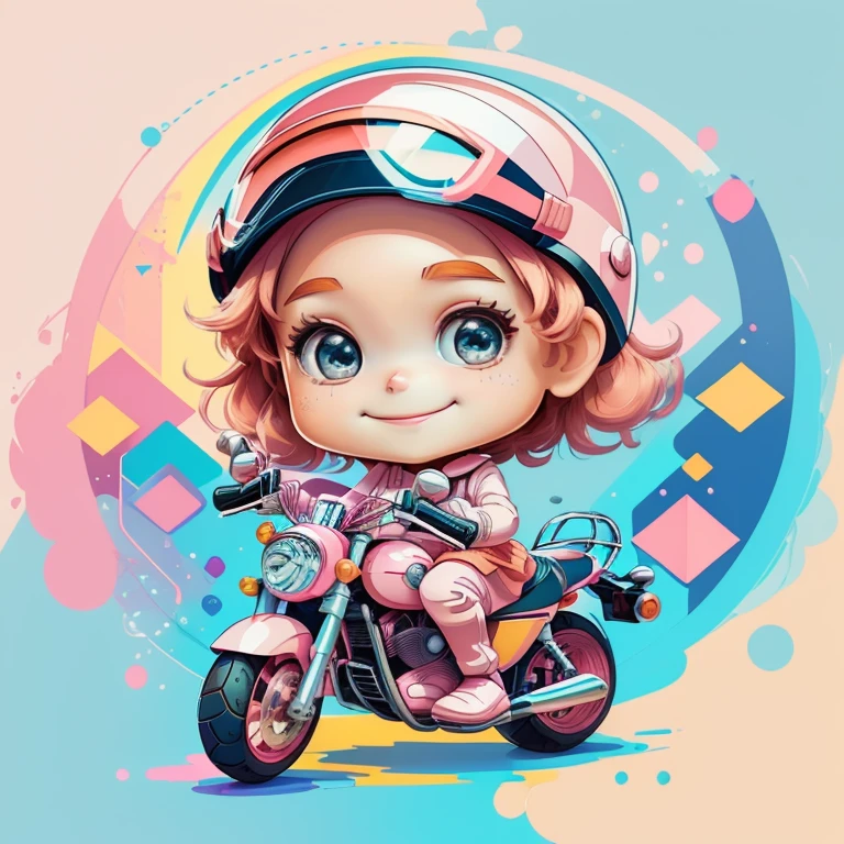 ) ((((cute baby girl with pink motorcycle helmet smiling) ((Mikey)) - Criador: Walt Disney2023) ), ,, ( Walt Disney acolchoamento ,multidimensional geometric wall PORTRAIT, arte, Chibi,
Yang08k, lindo, Colouring,Rose
Primary works, qualidade superior, melhor qualidade, Arte Oficial, Beautiful and Aesthetic,)) ), ,,  Walt Disney acolchoamento ,multidimensional geometric wall PORTRAIT, arte, Chibi,
Yang08k, lindo, (Colouring, rosa), amarelo ,azul ,vermelho e branco)
Primary works, qualidade superior, melhor qualidade, Arte Oficial, Beautiful and Aesthetic,