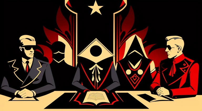secret society graphic style conspiring elite that controls the world