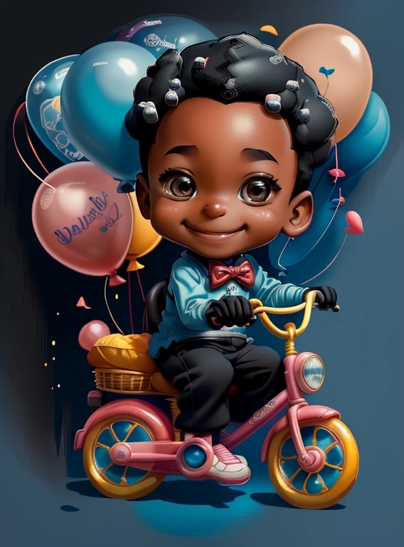 ) ((((cute black baby boy with a bike and ballons smiling) ((Mikey)) - Criador: Walt Disney2023) ), ,, ( Walt Disney acolchoamento ,multidimensional geometric wall PORTRAIT, arte, Chibi,
Yang08k, lindo, Colouring,Rose
Primary works, qualidade superior, melhor qualidade, Arte Oficial, Beautiful and Aesthetic,)) ), ,,  Walt Disney acolchoamento ,multidimensional geometric wall PORTRAIT, arte, Chibi,
Yang08k, lindo, (Colouring, rosa), amarelo ,azul ,vermelho e branco)
Primary works, qualidade superior, melhor qualidade, Arte Oficial, Beautiful and Aesthetic,