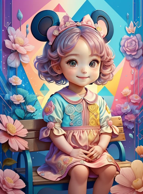 ) ((((cute baby girl sitting on bench and flowers smiling) ((Mikey)) - Criador: Walt Disney2023) ), ,, ( Walt Disney acolchoamento ,multidimensional geometric wall PORTRAIT, arte, Chibi,
Yang08k, lindo, Colouring,Rose
Primary works, qualidade superior, melhor qualidade, Arte Oficial, Beautiful and Aesthetic,)) ), ,, Walt Disney acolchoamento ,multidimensional geometric wall PORTRAIT, arte, Chibi,
Yang08k, lindo, (Colouring, rosa), amarelo ,azul ,vermelho e branco)
Primary works, qualidade superior, melhor qualidade, Arte Oficial, Beautiful and Aesthetic,