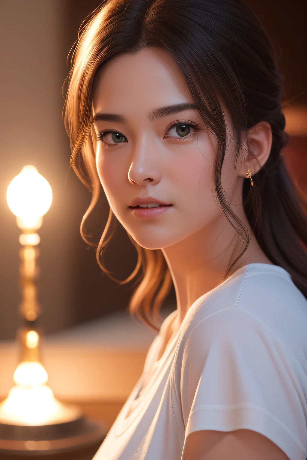 (extremely detailed CG unity 8k wallpaper), full shot body photo of the most beautiful artwork in the world,professional majestic oil painting by Ed Blinkey,Studio Ghibli, Antonio Moro, trending on ArtStation, trending on CGSociety, Intricate, High Detail, Sharp focus, dramatic, photorealistic painting art by midjourney and greg rutkowski, beautifly face,white t shirt,jean,