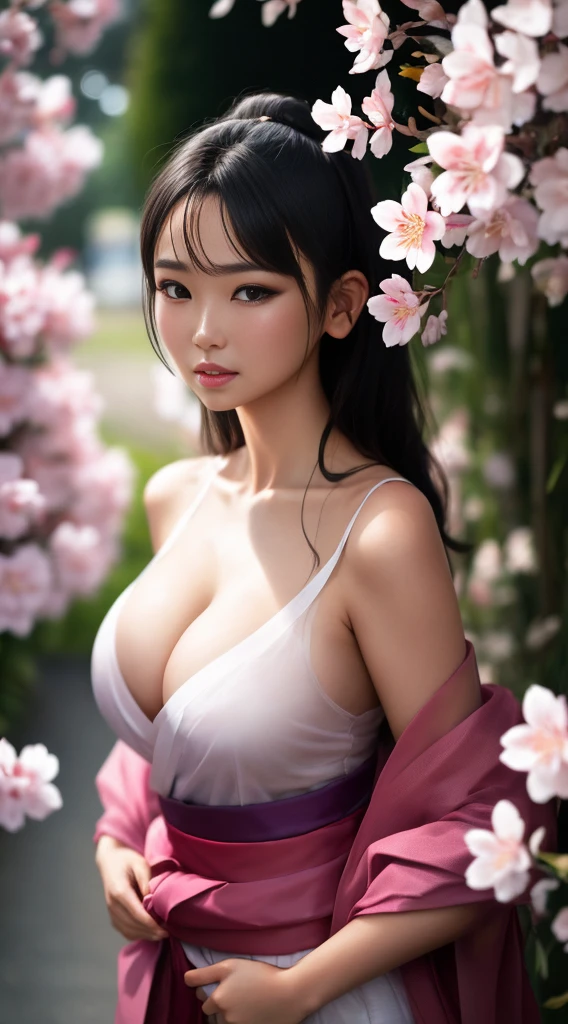 aika-sawaguchi,top-quality, tmasterpiece, 超A high resolution,The eyes are beautiful, (realistically: 1.4), 1 plump girl
(((Best quality))), tmasterpiece,Complicated details, depth of fields,Best quality,The content is very detailed,A high resolution,4K,超A high resolution,detailed shadow,hyper realisitc,actual,dramatic lights,1 plump girl,Alone,Detailed faces,A detailed eye,Realistic skin,Imagine the scene under the charming lights of the night cherry blossoms (Sakura NS), There are stunning Japanese beauties there, Reminiscent of a modern geisha, Strike a provocative yet elegant pose. Her outfit is a blend of tradition and modernity, Wearing a kimono style dress,clinging to her silhouette, Subtly showing off her curves,Maintain elegance and charm at the same time. The fabric is very delicate, almost translucent silk, Casts a captivating effect of light and shadow on her skin, Enhance attractive texture.
Her hair is loose, modern updo, Place a few cherry blossoms strategically, Adding a touch of innocence to her otherwise seductive demeanor. Makeup is bold yet tasteful, Highlight her stunning eyes and plump lips, Bend into mystery, A knowing smile.
The background is blurred pink and white cherry blossoms, A few petals fell gently beside her. The lighting is soft and atmospheric, evoke a sense of intimacy and mystery, hori'just like her'Share a taboo story. The camera angle is dynamic, Capture her from a low angle, Emphasizing her majestic presence in the night sky.
Her pose blends confidence and vulnerability, Put your hands gently on her hips, Another person also extended his hand,As if inviting the audience into her mysterious world. The overall composition should convey a balance of eroticism and art, Breaking the boundaries of sexy,but did not enter a clear situation.