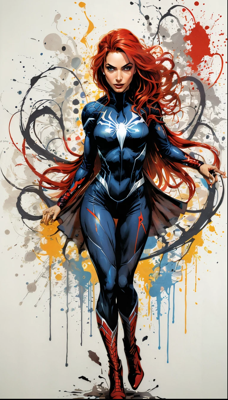 um close up de uma mulher com cabelos ruivos e uma capa, ( ( Mulher-Aranha ) ), bela arte em quadrinhos, artgerm colorido!!!, Mulher-Aranha!!!!!, Mulher Aranha, inspirado por Mary Jane Begin, Mulher-Aranha!!, Retrato de corpo inteiro de Jean Grey, Directed by: Ryan Stegman, Arte Marvel, Estilo Ivan Talavera e Artgerm, inspirado em Ryan Stegman