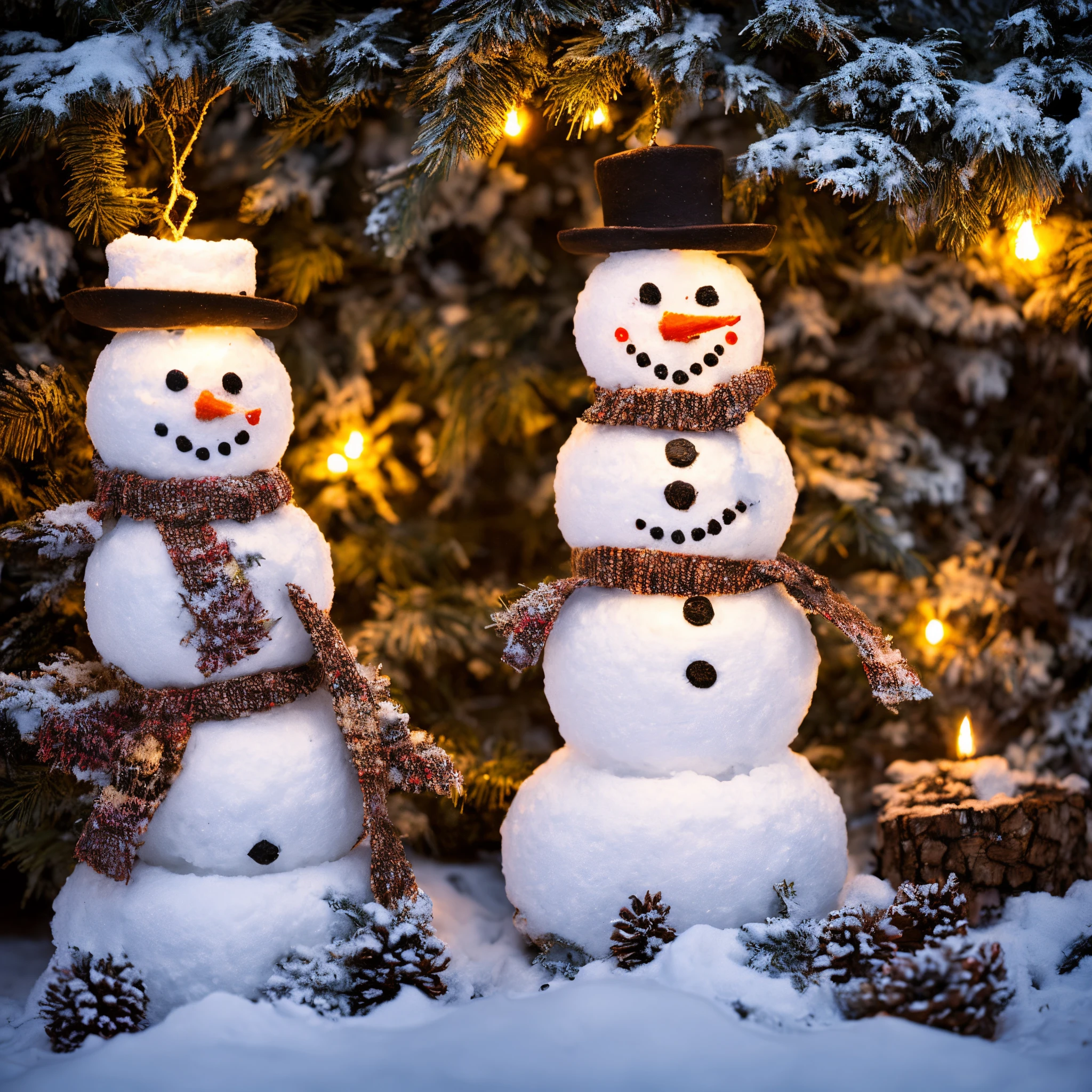 Winters　snowman　illuminated wooden