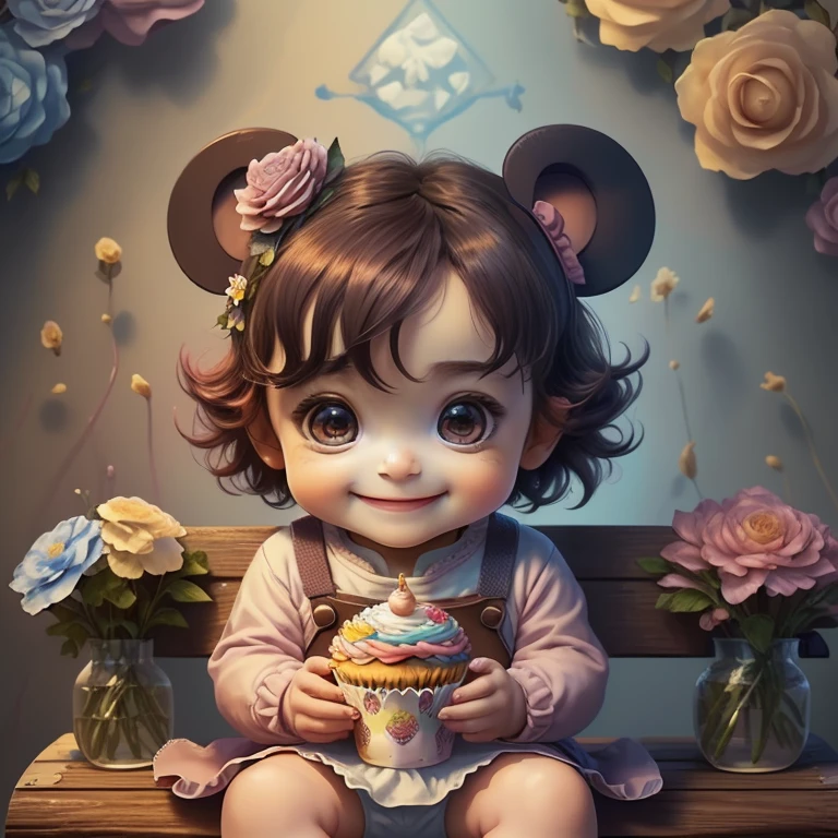 ) ((((cute  sitting on bench holding cupcake and flowers smiling) ((Mikey)) - Criador: Walt Disney2023) ), ,, ( Walt Disney acolchoamento ,multidimensional geometric wall PORTRAIT, arte, Chibi,
Yang08k, lindo, Colouring,Rose
Primary works, qualidade superior, melhor qualidade, Arte Oficial, Beautiful and Aesthetic,)) ), ,,  Walt Disney acolchoamento ,multidimensional geometric wall PORTRAIT, arte, Chibi,
Yang08k, lindo, (Colouring, rosa), amarelo ,azul ,vermelho e branco)
Primary works, qualidade superior, melhor qualidade, Arte Oficial, Beautiful and Aesthetic,